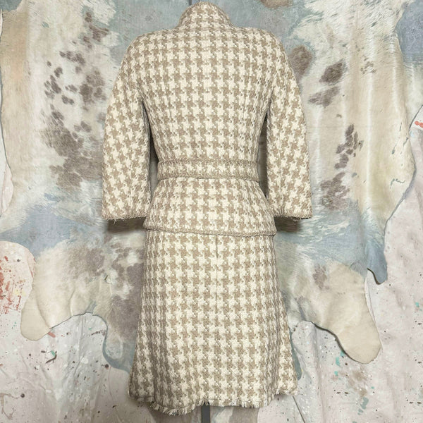 2008 CHANEL TWEED HOUNDSTOOTH SKIRT SUIT