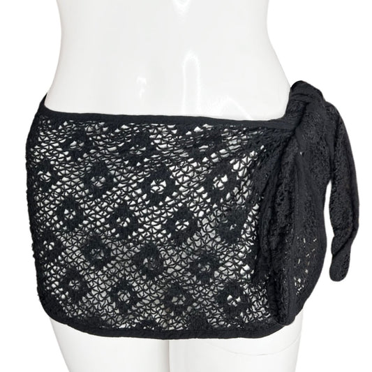 1970's Black Crochet Wrap Mini Skirt