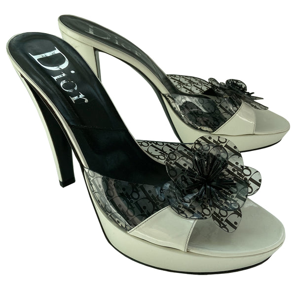 Christian Dior Diorissimo Flower Petal Open Toe Heels - 10