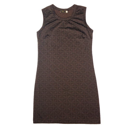Fendi FF Monogram Zucca Stretch Knit Fabric Dress - S/M