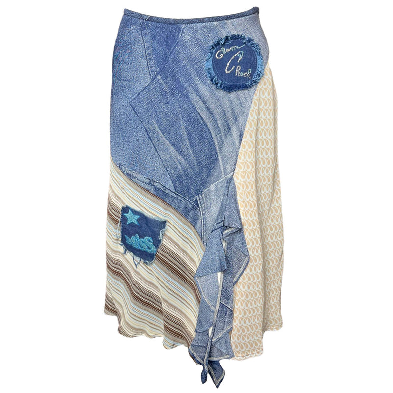 2000's Denim TROMPE L'OEIL Patchwork Skirt