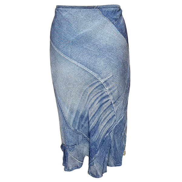 2000's Denim TROMPE L'OEIL Patchwork Skirt