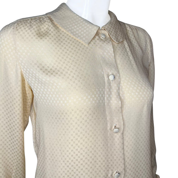 1970's Chanel All Over CC Collared Blouse - 6