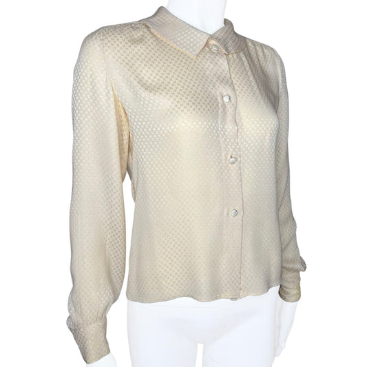 1970's Chanel All Over CC Collared Blouse - 6