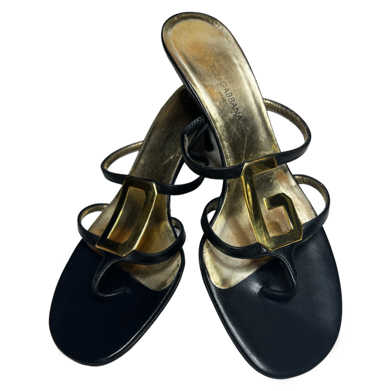 Dolce and Gabbana D G Metal Heeled Sandals - 36.5