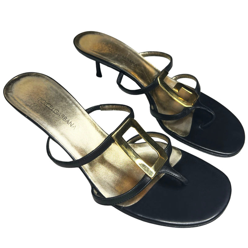 Dolce and Gabbana D G Metal Heeled Sandals - 36.5