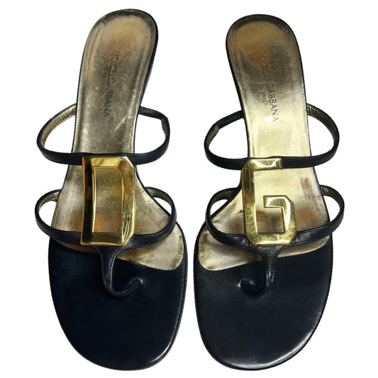 Dolce and Gabbana D G Metal Heeled Sandals - 36.5