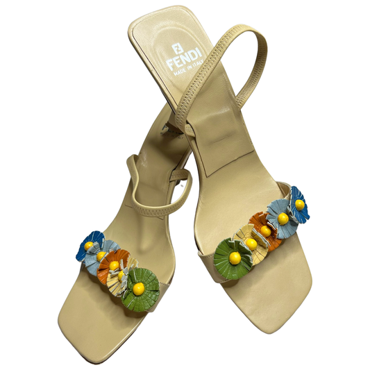FENDI 2000'S FLOWER HEELED SANDALS - 37