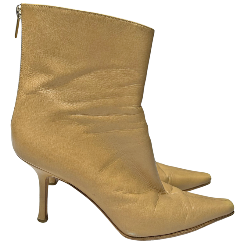 Jimmy Choo Tan Leather Ankle Boots - 41