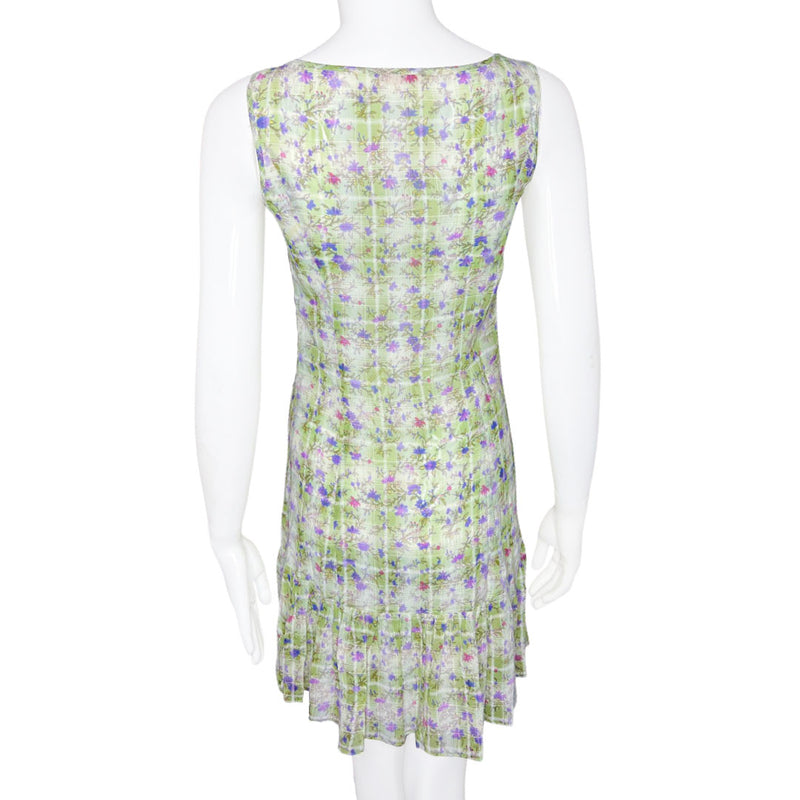 Galliano Floral Pleated Bottom Button Dress