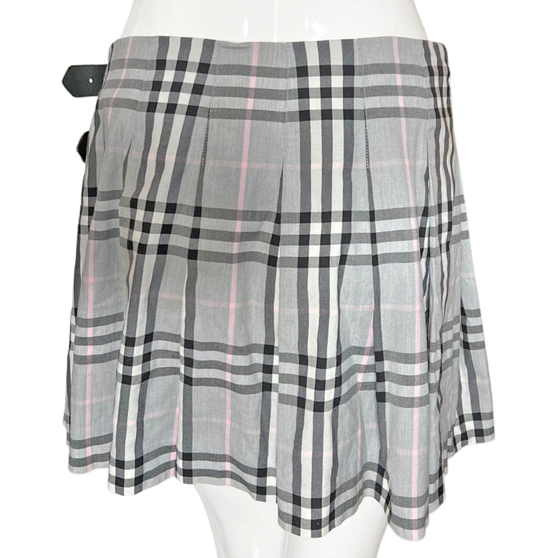 Burberry Grey & Pink Nova Check Buckle Skirt