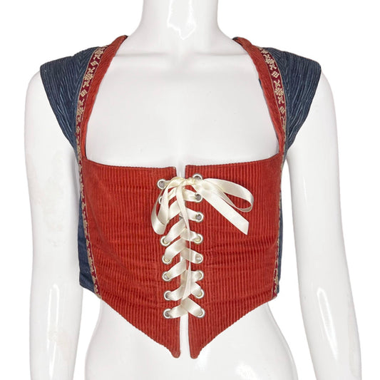 1990's Bridgerton Style Corduroy Corset Top