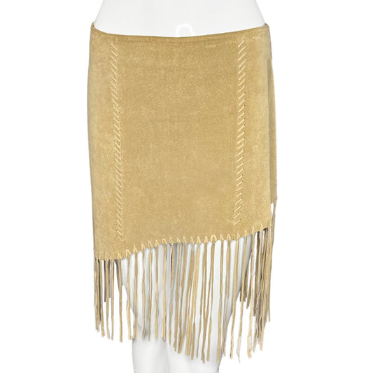 Y2K Suede Fringe Skirt - M