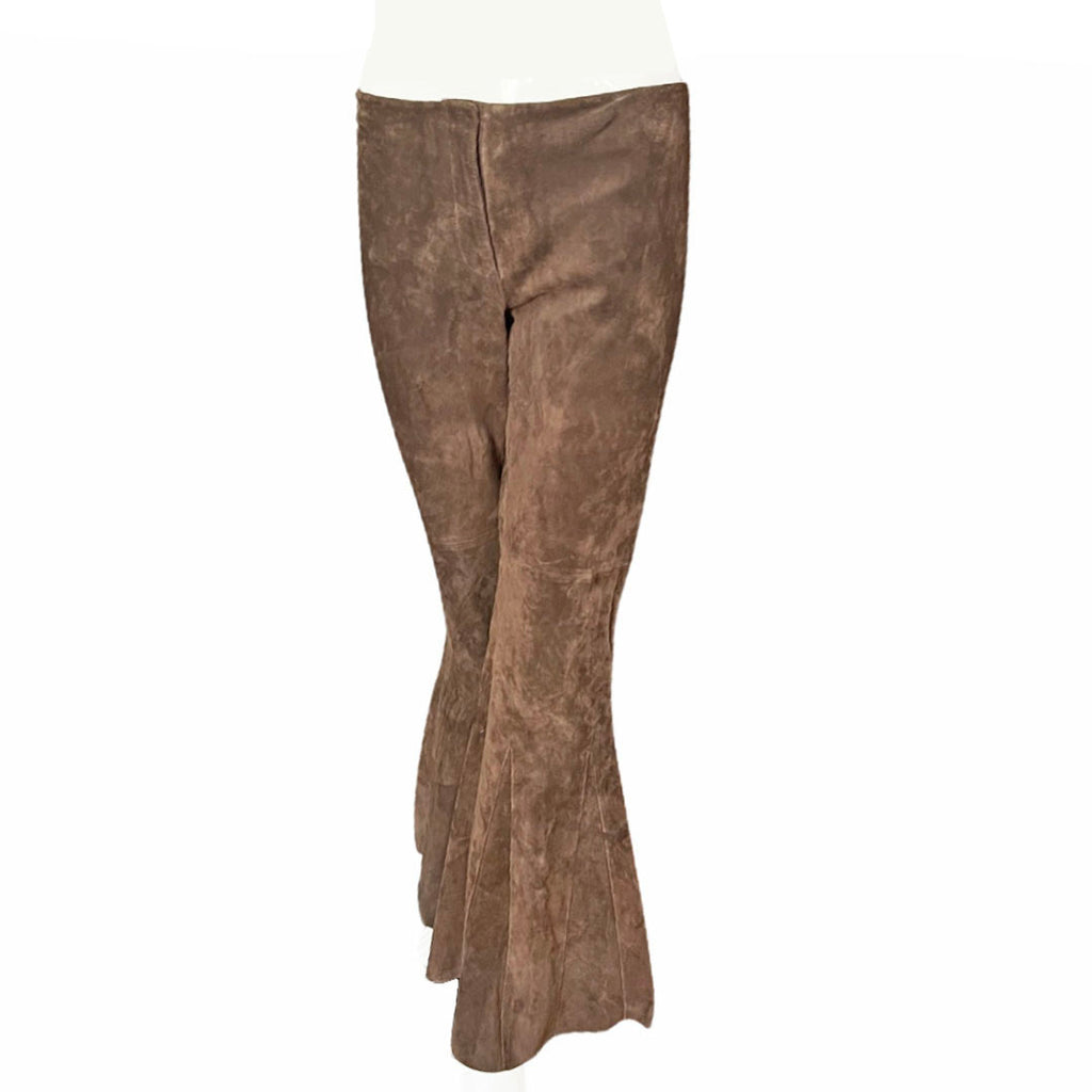 2000s Suede Flare Leg Pants- 28