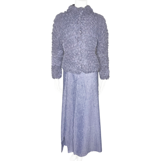 Issey Miyake Lilac Circle Pleated Jacket & Textured Skirt - 2