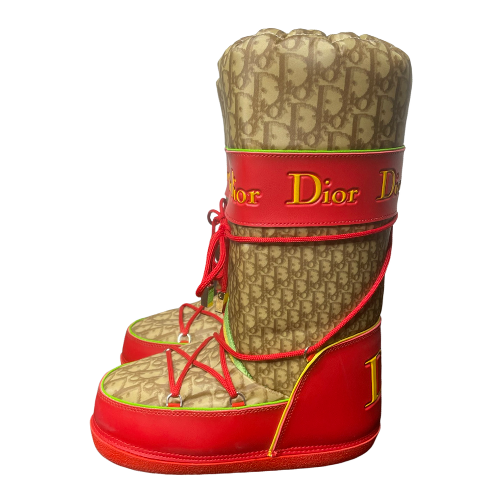 2004 Rare Vintage John Galliano for Christian Dior Moon Boots in Red
