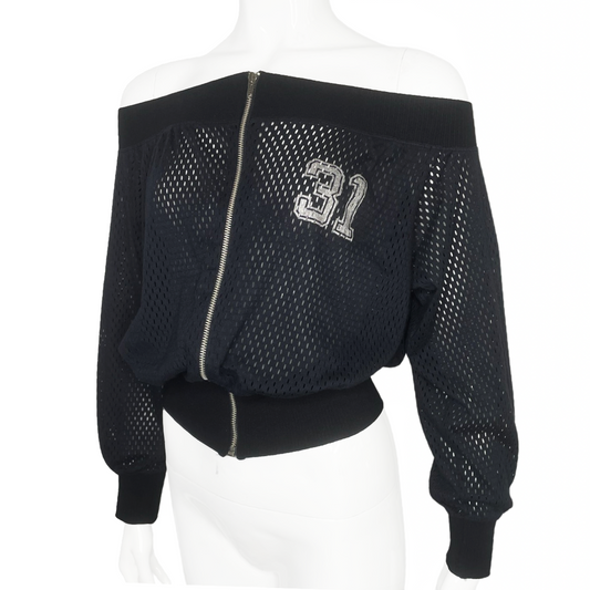 JEAN PAUL GAULTIER 31 GLOBE OFF THE SHOULDER MESH NET TOP
