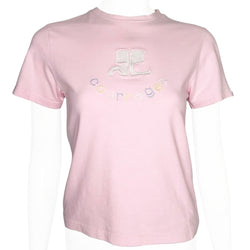 COURREGES BABY PINK LOGO TEE - M