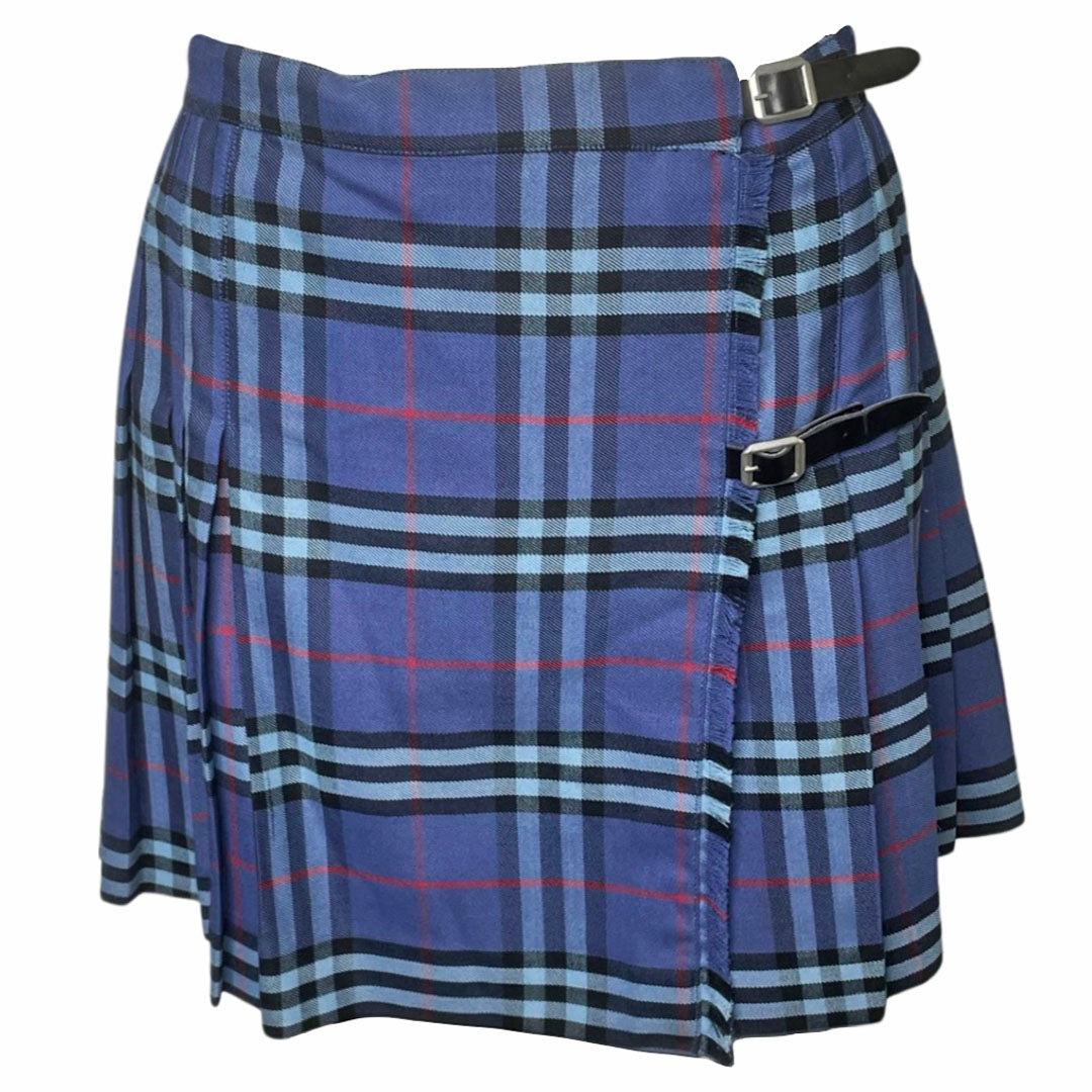 BURBERRY BLUE TARTAN BUCKLE MINI SKIRT - S