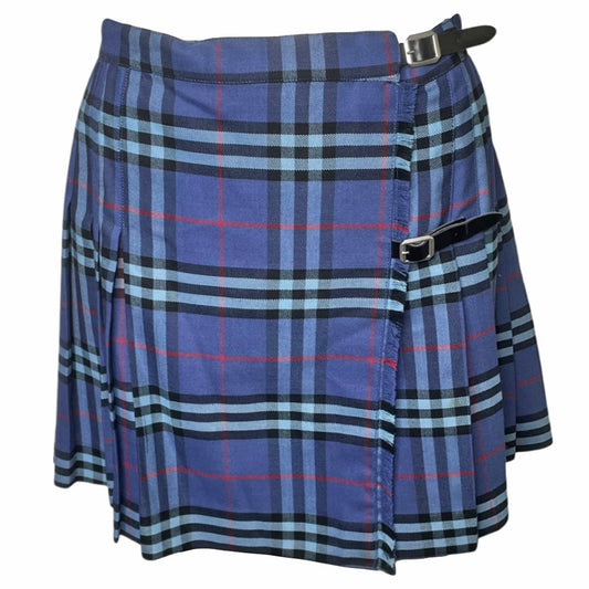 BURBERRY BLUE TARTAN BUCKLE MINI SKIRT - S