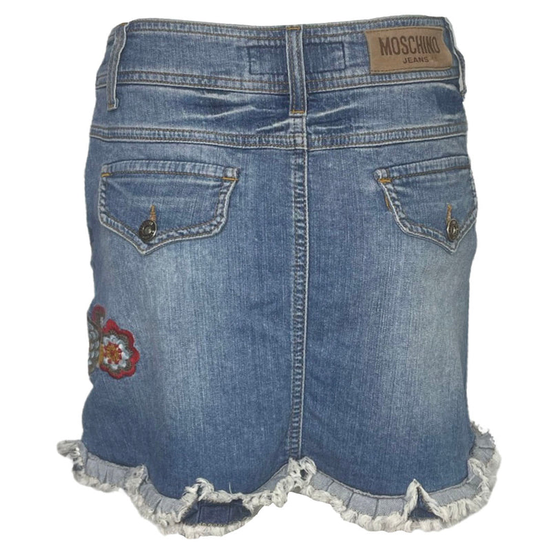 Moschino Floral Embroidered Denim Skirt