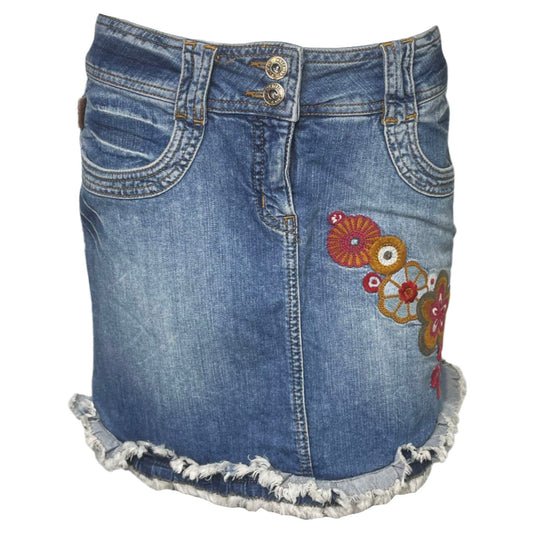 Moschino Floral Embroidered Denim Skirt