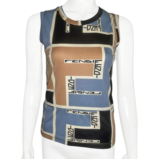 FENDI MARE COLOR BLOCK ZUCCA TANK - S/M
