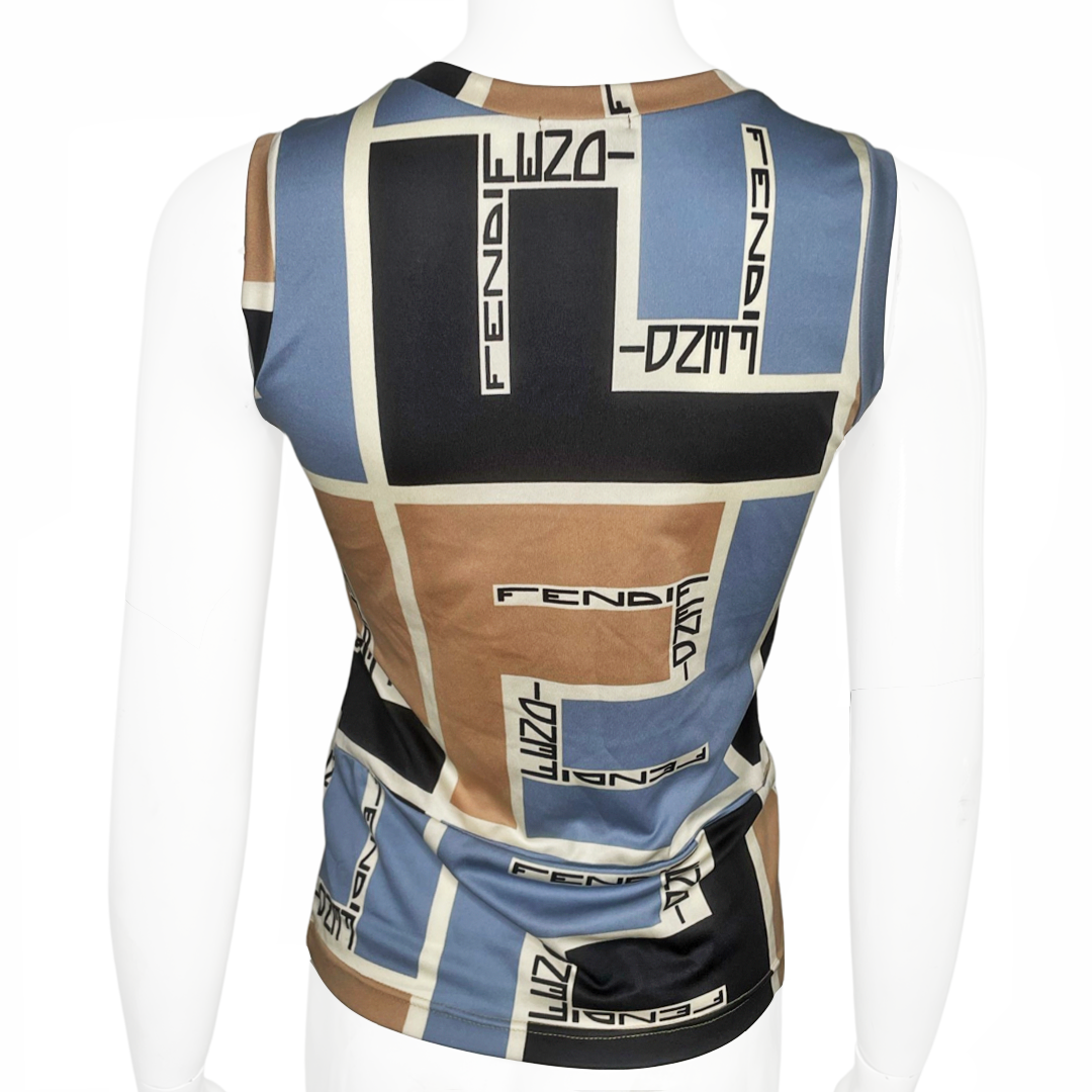 FENDI MARE COLOR BLOCK ZUCCA TANK - S/M