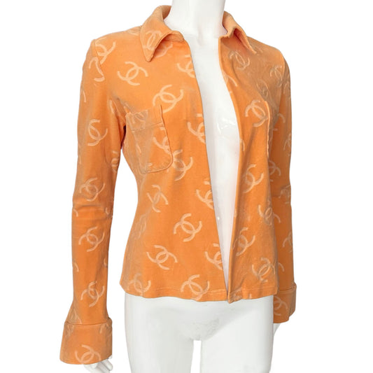RARE 1996 CHANEL VELOUR ORANGE CC TOP