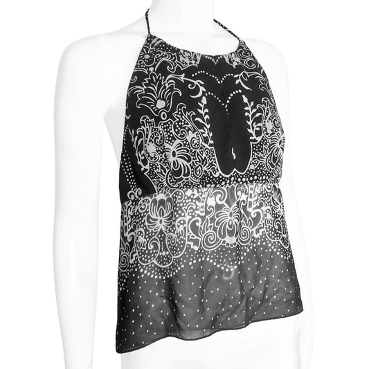ANNA SUI BACKLESS BANDANA PRINT HALTER TOP