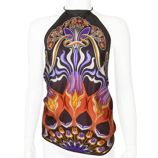 2000's GUCCI BY TOM FORD BAMBOO SCARF PRINTED HALTER TOP