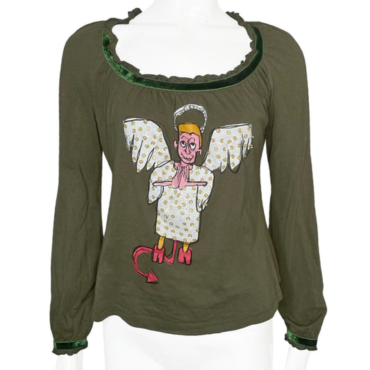 MOSCHINO JEANS ANGEL & DEVIL LONG SLEEVE BLOUSE