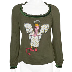 MOSCHINO JEANS ANGEL & DEVIL LONG SLEEVE BLOUSE