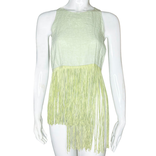 Krizia Linen & Suede Fringe Top - 42