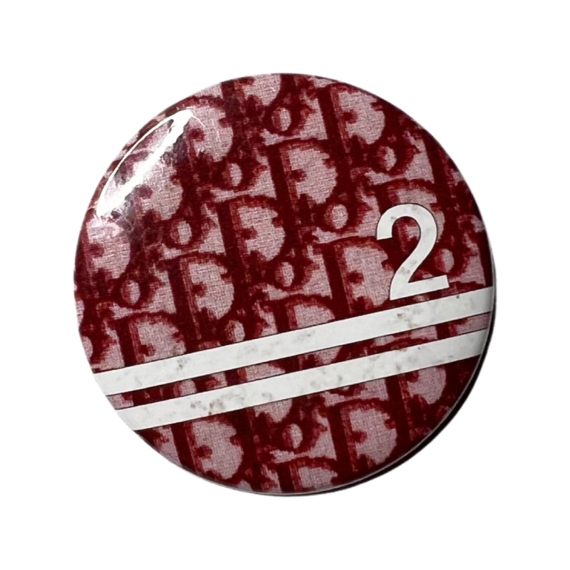 Dior Trotter Red Monogram #2 Logo Round Pin Badge
