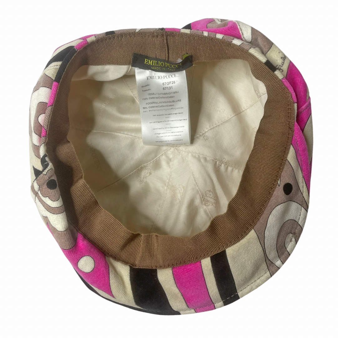 Emilio Pucci Pink / Creme Velvet Newsboy Cap