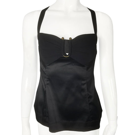 Cavalli U Bar Satin Cross Open Back Top  - 44
