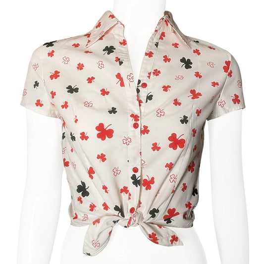 Todd Oldham Clover Tie Front Shirt - 4
