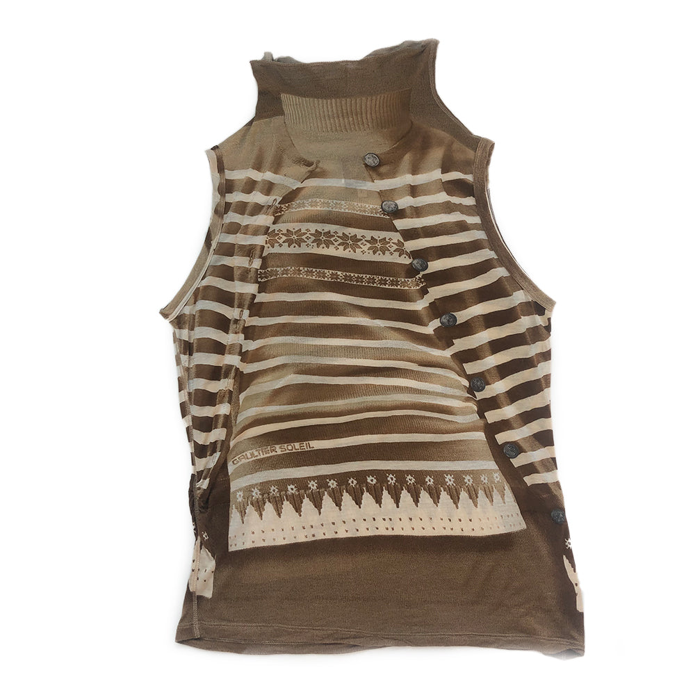 Jean Paul Gaultier Cardigan Illusion Print Tank Top