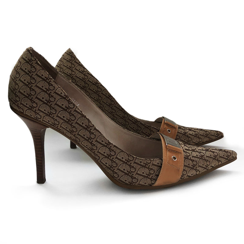 Dior Brown Monogram Trotter Heels - 40