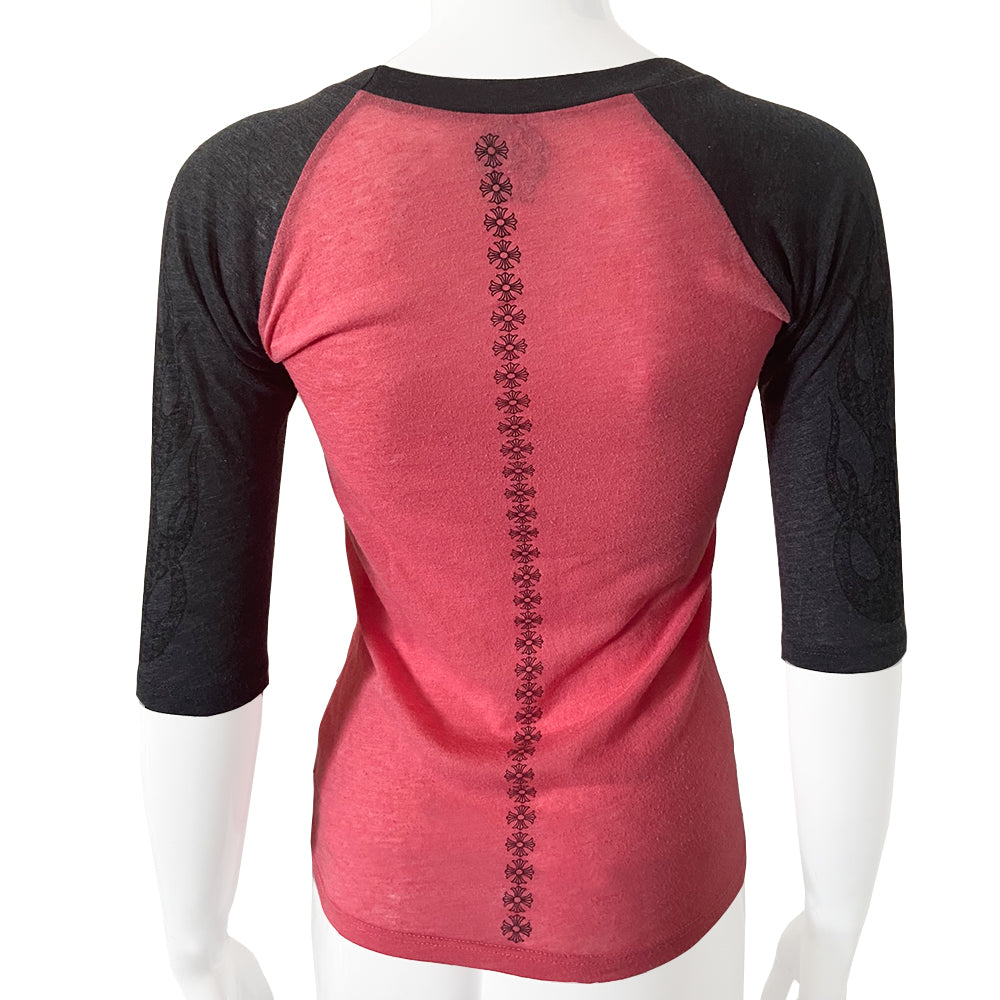 Chrome Hearts Raglan Sleeve Flames and Crosses Tee - O/S