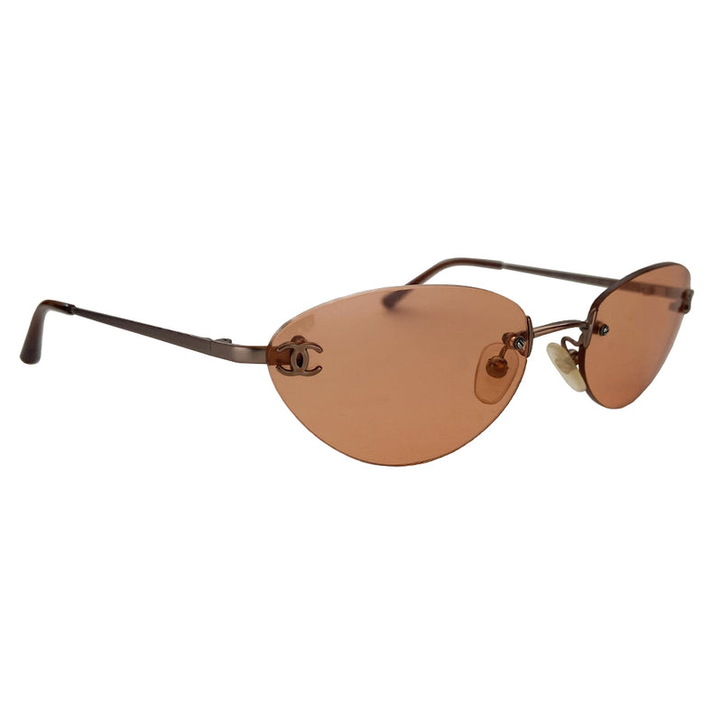 Chanel Rimless Peach Lens CC Logo Sunglasses