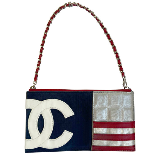 Chanel American Flag Canvas and Leather Pochette