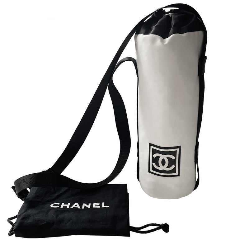 CHANEL Sport CC Logo Shoulder Tote Bag Canvas Leather Pink White