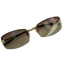 Chanel Brown Lens Crystal CC Logo Sunglasses