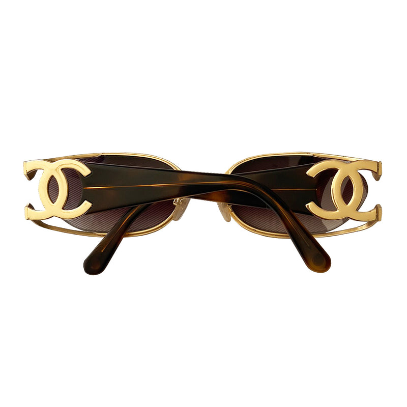 Chanel Floating Lens Gold & Tortoise CC Logo Sunglasses – Angeles