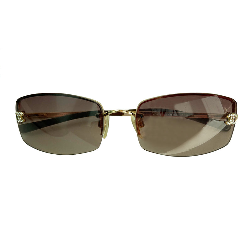 Chanel Brown Lens Crystal CC Logo Sunglasses