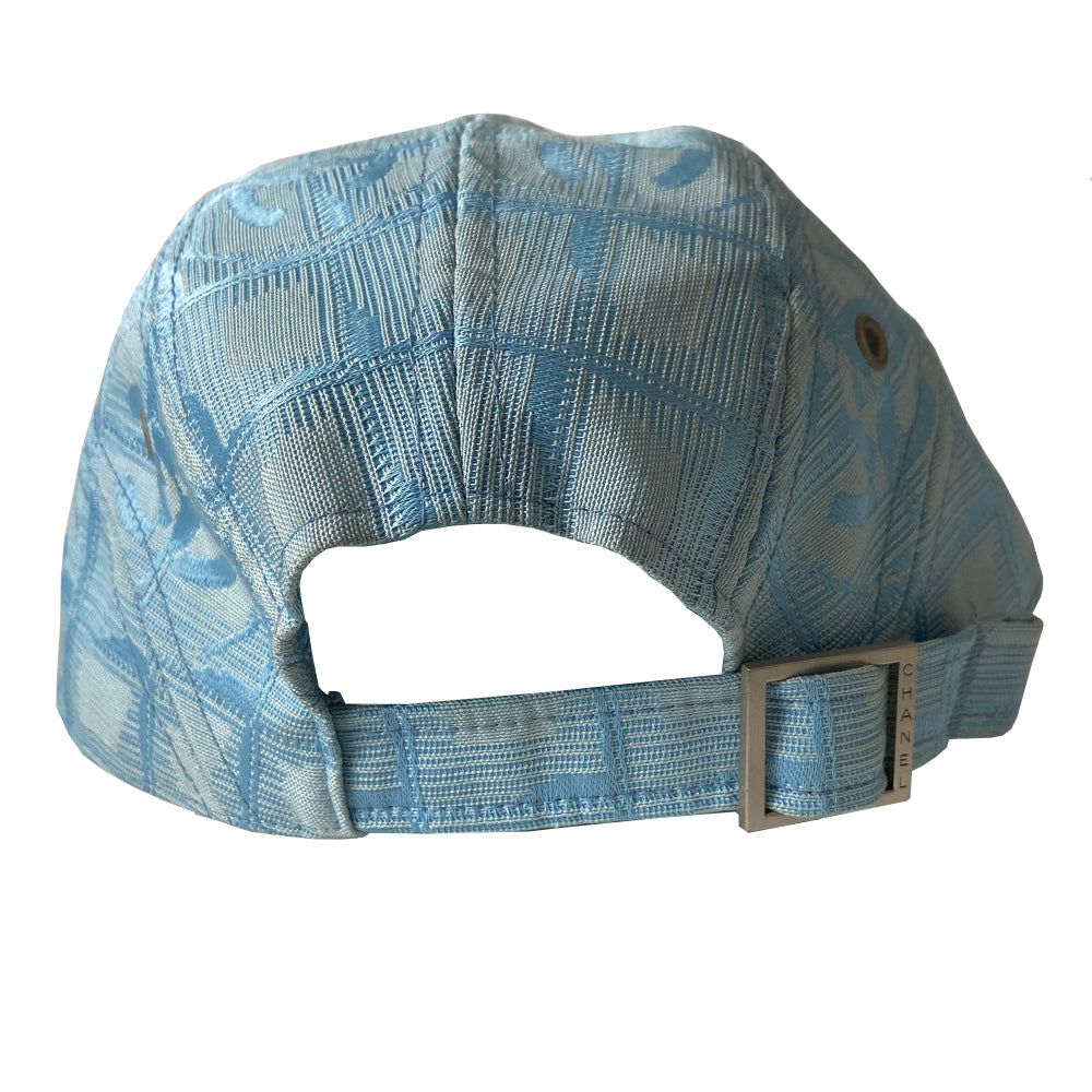 Chanel Travel Line pastel blue baseball hat by Karl Lagerfeld for Chanel, circa 2002. CC logo adjustable strap 4 panel ball cap with grosgrain inner band, silver-tone buckle and side grommets. Chanel engraved rear buckle. Size: M Made in France 
