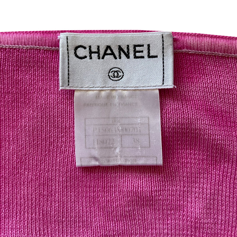 Chanel crystal CC logo tank from 2000s by Karl Lagerfeld for Chanel. Fine rib knit tie dye camisole embellished with black interlocking CC logo swarovski crystal at front center. Made in France