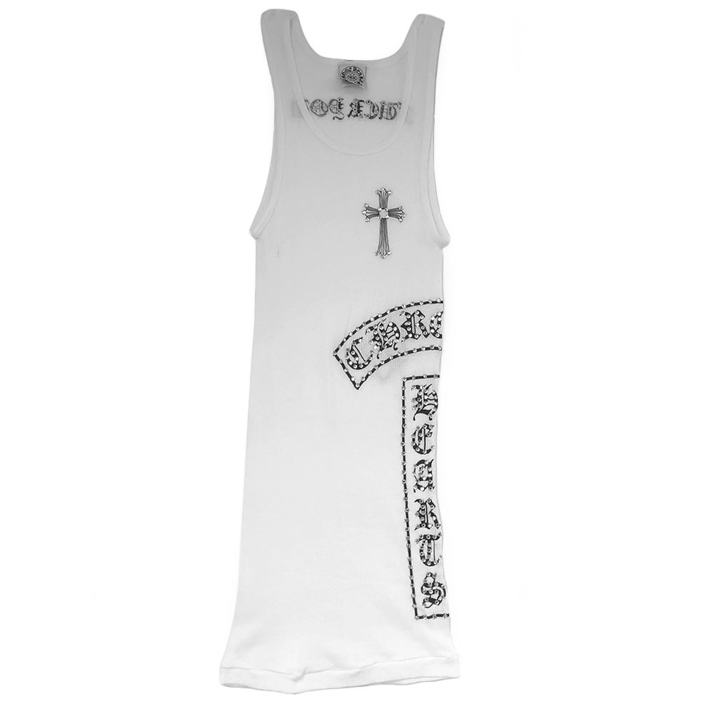 Chrome Hearts Double Swarovski Crystals Ribbed Tank - S